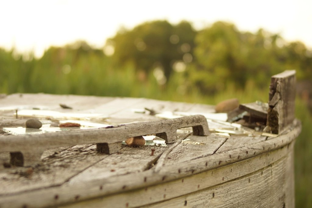 Wood Roof Glass Rusted Nail